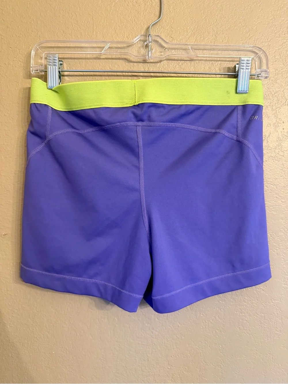 Nike Purple Athletic Shorts with Lime Waistband